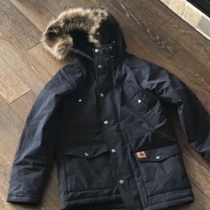 CARHARTT WIP TRAPPER PARKA BLACK SIZE MEDIUM